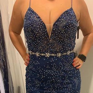 Evening / prom dress Worn once V back Navy blue